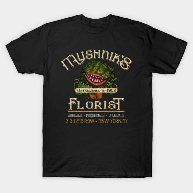 Mushnik's Florist Seymour Worn T-Shirt by Alema Art